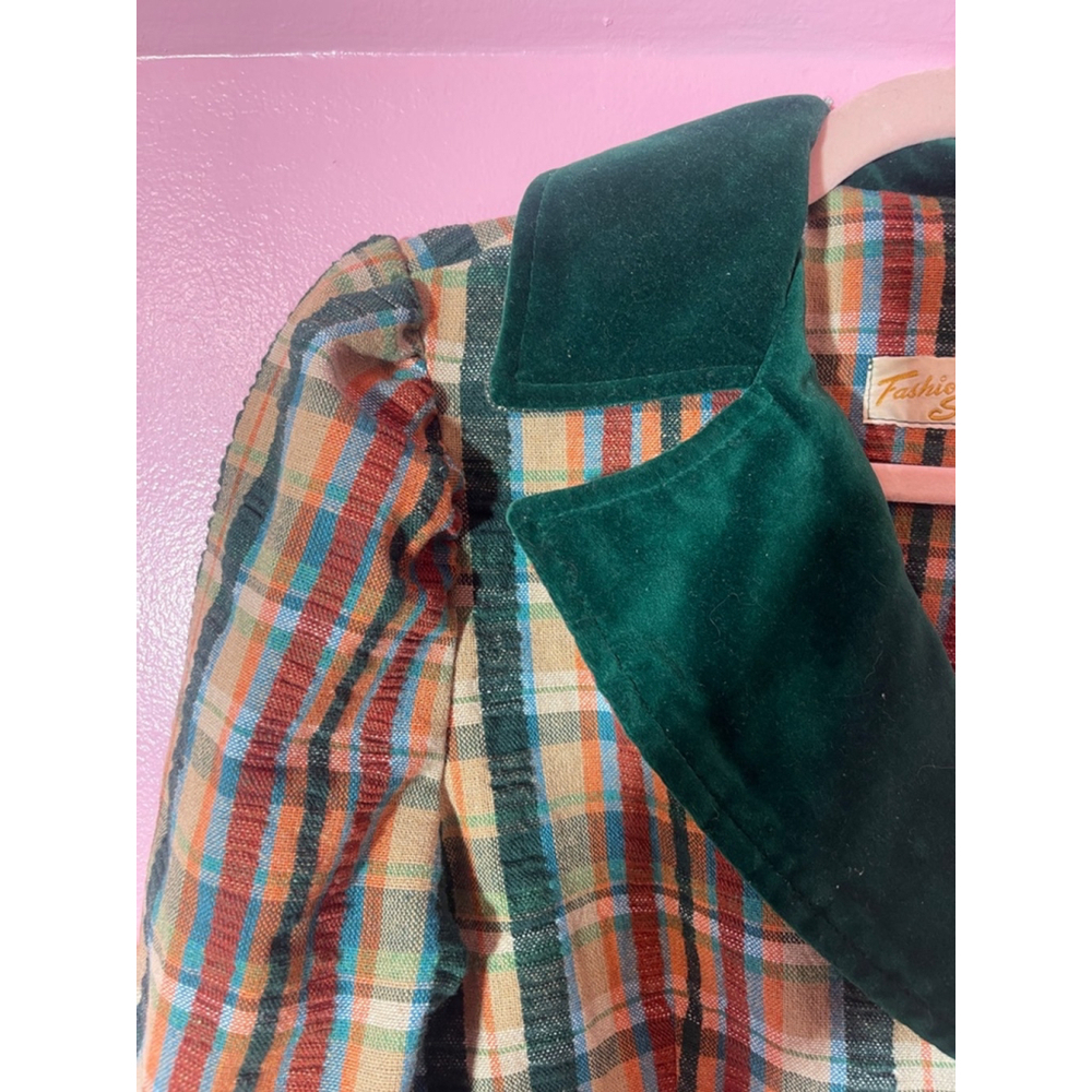Vintage Women's Fashion Scene Plaid Blazer Jacket Size S Green - Picture 9 of 13